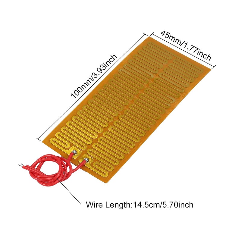 Coliao 6pcs 45mmx100mm Film Heater Plate Adhesive Pad, PI Heating Elements Film 24V 30W Strip Heater Adhesive Polyimide Heater Plate - Image 2
